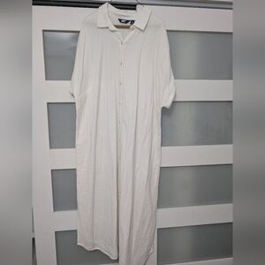 Lands' End White Casual V-Neck Maxi Dress